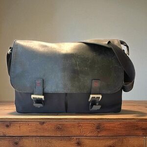 JACK GEORGES Leather
Nylon Messenger Bag
Black